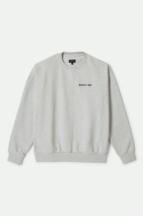 Men's Embroidered Heavyweight Oversized Crew in the color Heather Grey Ash - Front Product View