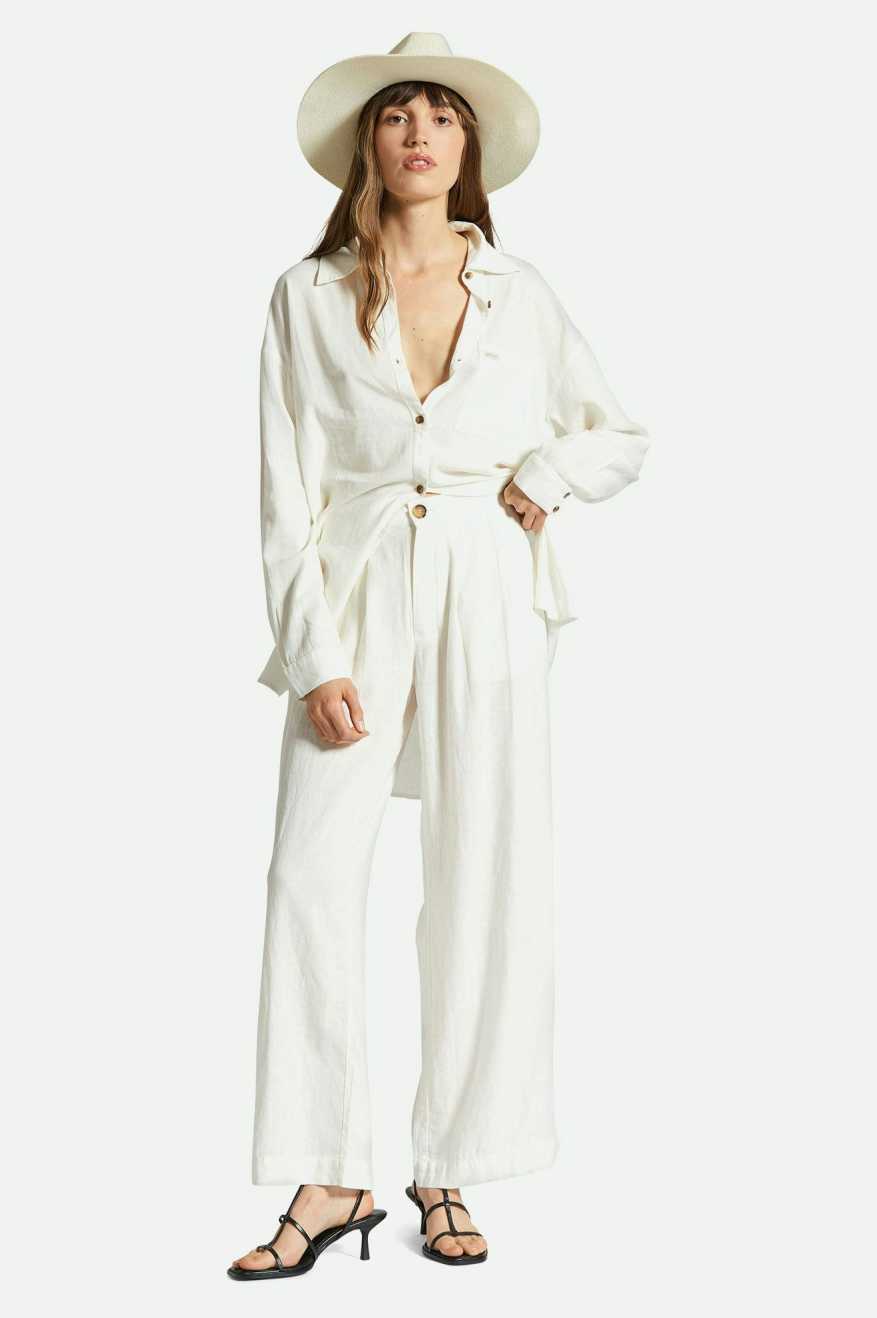 
       Brixton Vintage Linen Blend Wide Leg Pant - Off White
     