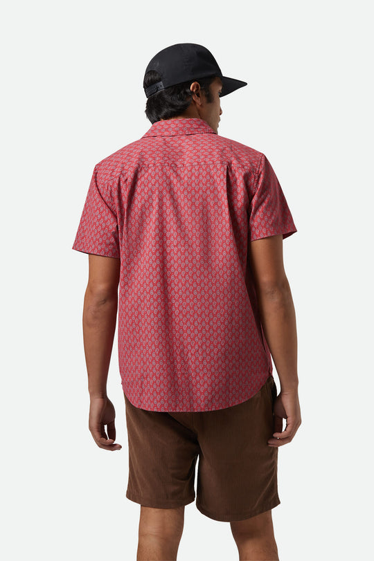 
       Men&#39;s Charter Print S/S Shirt in the color Rust Red/Paisley - Men&#39;s Back View
     