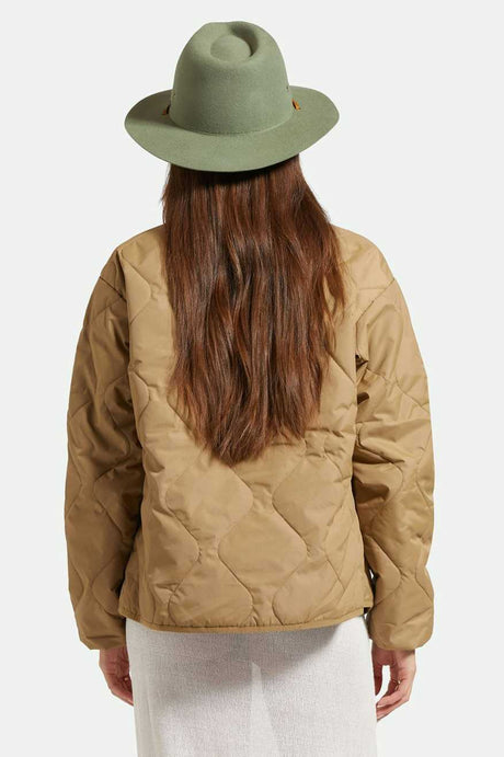 
       Brixton Unisex Wesley Weather Guard Packable Fedora - Light Moss | Women&#39;s Back Fit
     