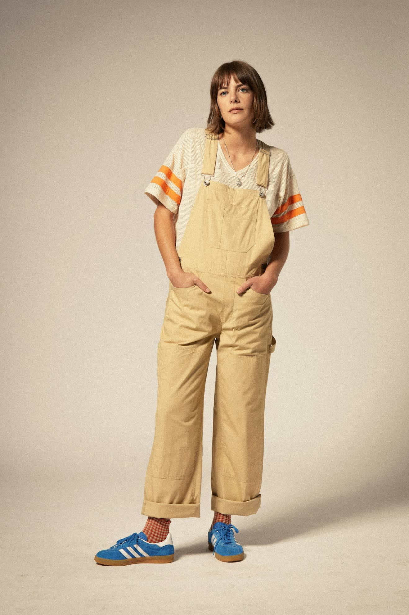 
       Women&#39;s Utility Overall in the color Pale Khaki - Additional Fit image
     