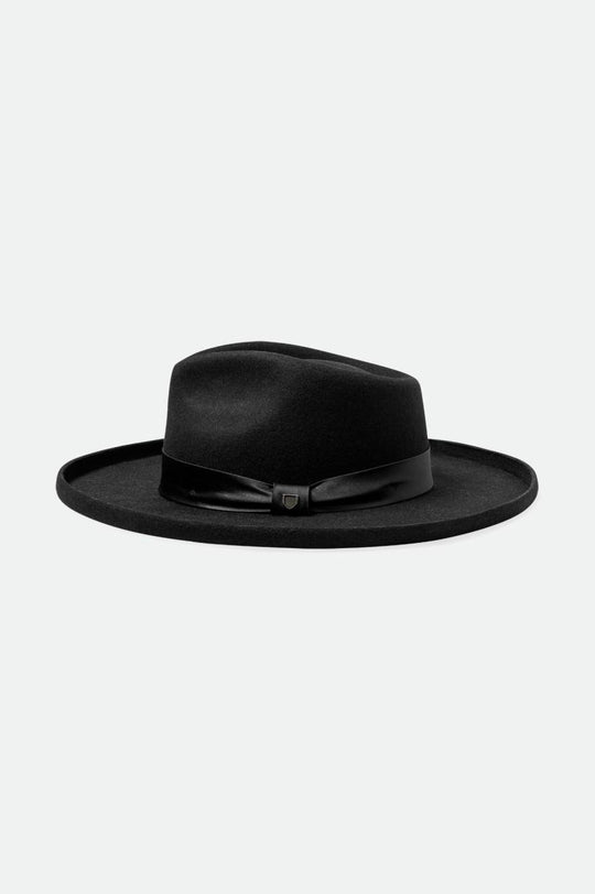 
       Brixton Victoria Felt Fedora - Black/Black Satin
     