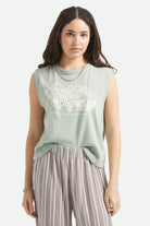 Women's Brixton Ranch Muscle Tank in the color Sage Green - Women's Front View