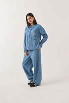 Women's Barn Jacket in the color Light Stone Wash - Women's Side View