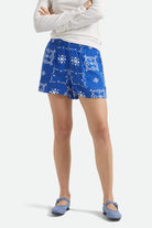 Women's Tile Short in the color Sunrise Blue Tile Print - Women's Front View