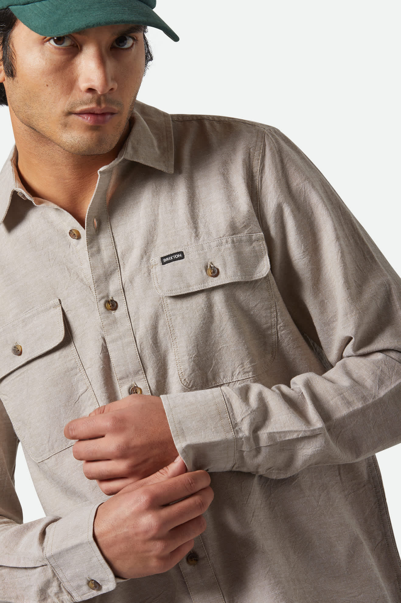 
       Men&#39;s The Daily Cotton L/S Shirt  in the color Khaki - Additional Fit image
     