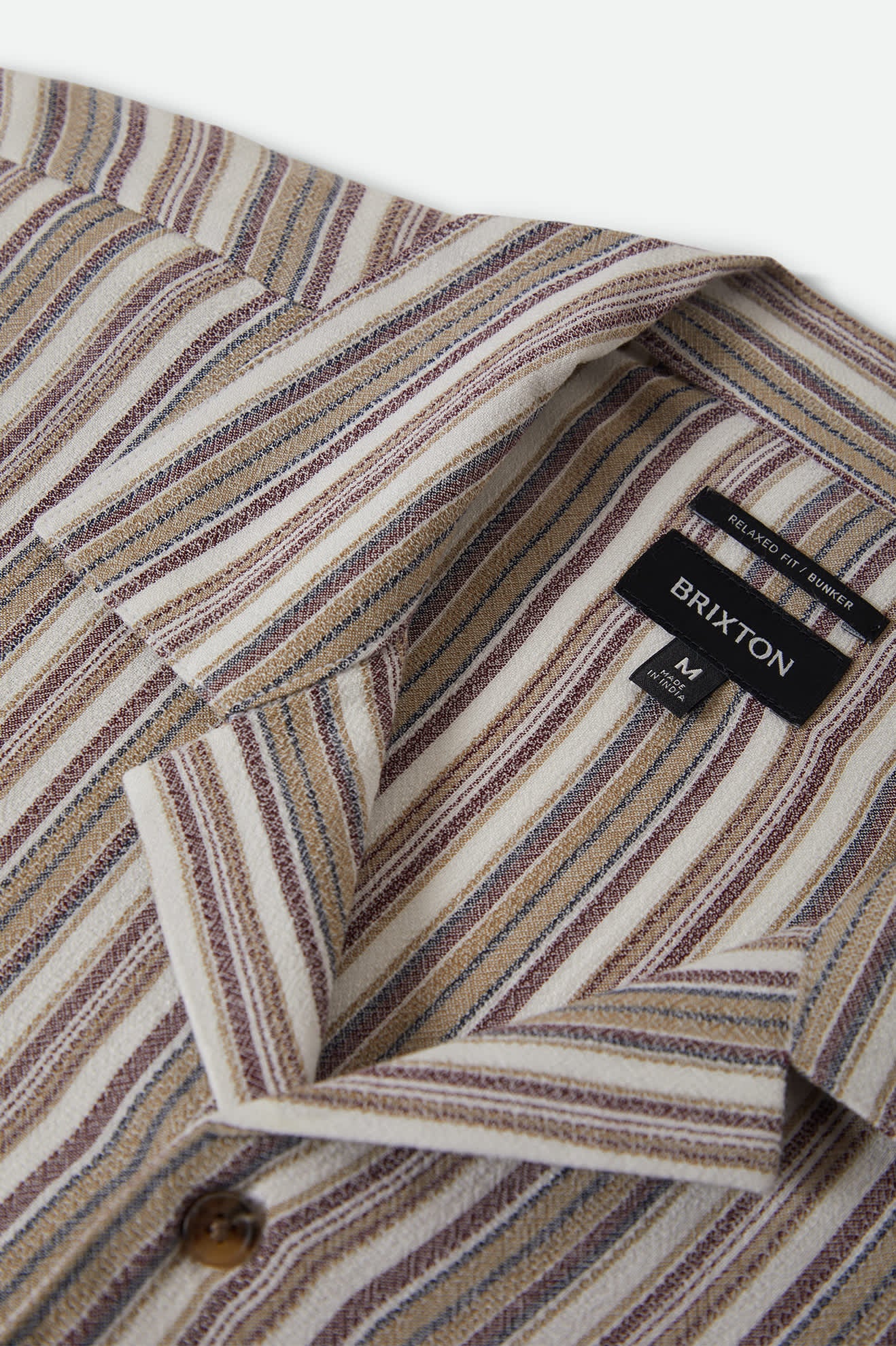 Men's Bunker Twisted Stripe Short Sleeve Camp Collar Shirt in the color Robust Red - Additional Laydown image