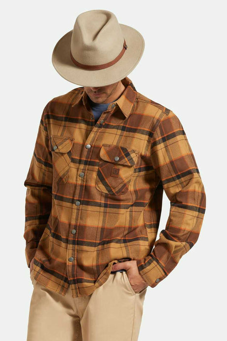 
       Brixton Unisex Messer Packable Fedora - Timberwolf/Light Brown | Men&#39;s Front Fit
     