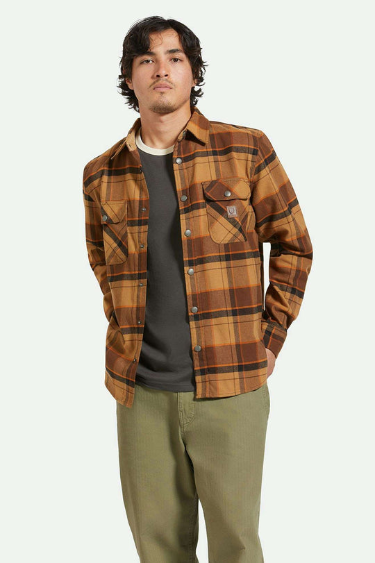 
       Men&#39;s Front Fit | Builders Bowery Stretch Water Resistant L/S Flannel - Burro Brown/Pinecone Brown/Black
     