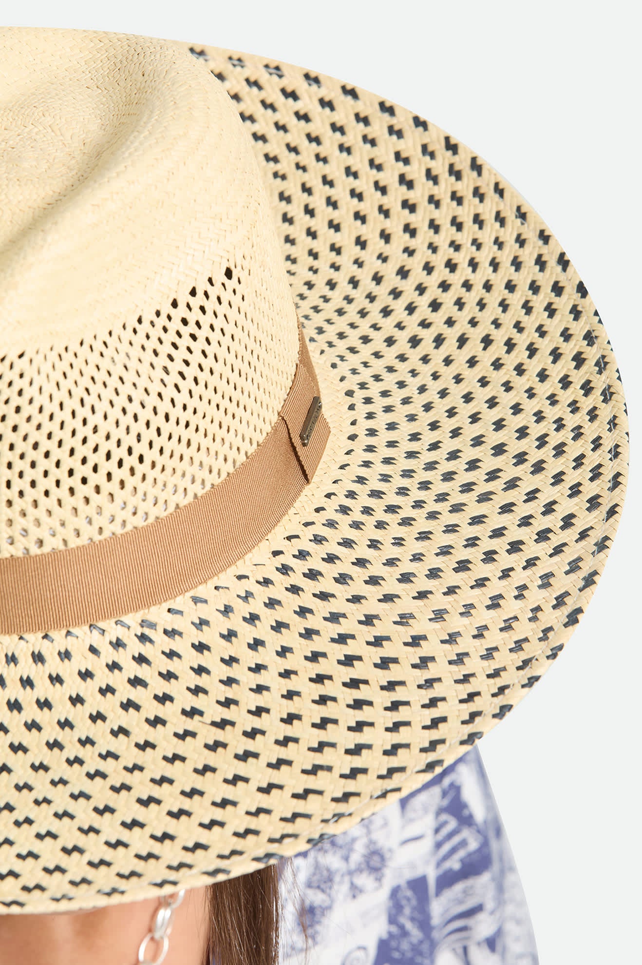 Women's Evangeline Panama Rancher in the color Natural/Black - Additional Fit image