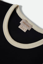 Women's Ribbed Cinch Mini Dress in the color Black/Off White - Additional Laydown image