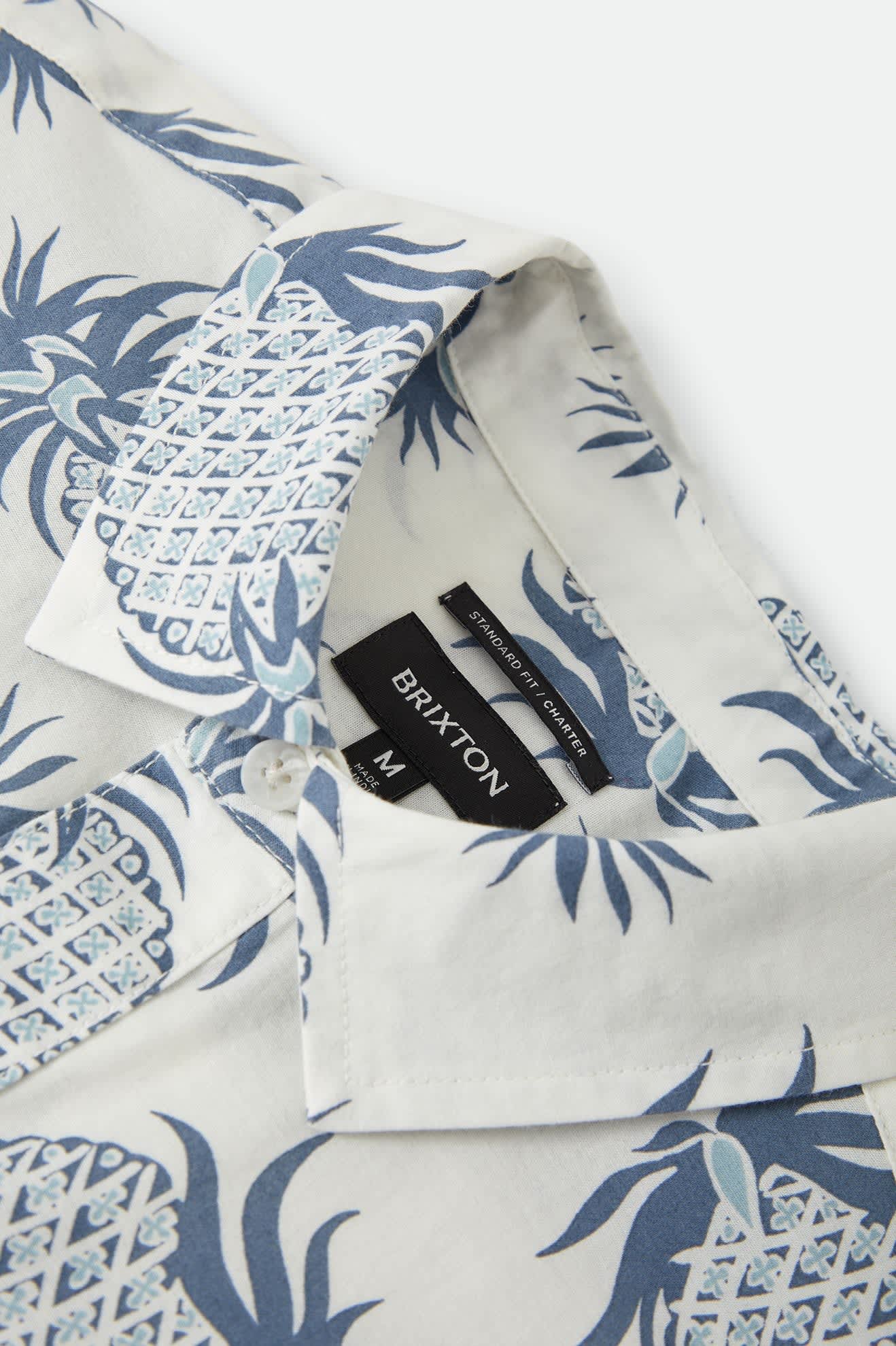 Men's Charter Print Shirt in the color Off White Pineapple - Additional Laydown image