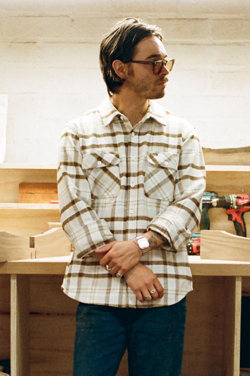 Men's Lifestyle 1 | Bowery Heavyweight L/S Flannel - Beige/Off White/Desert Palm