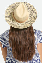 Women's Evangeline Panama Rancher in the color Natural/Black - Women's Back View