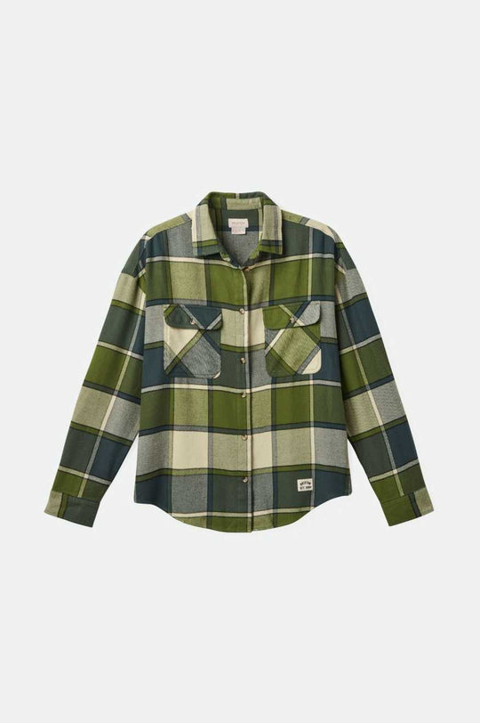 
       Brixton Bowery Women&#39;s Classic L/S Flannel - Blue Mirage/Dill Plaid
     