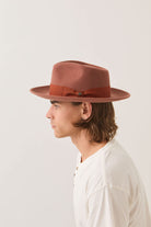 Unisex Eames Fedora in the color Teak/Caramel - Men's Side View