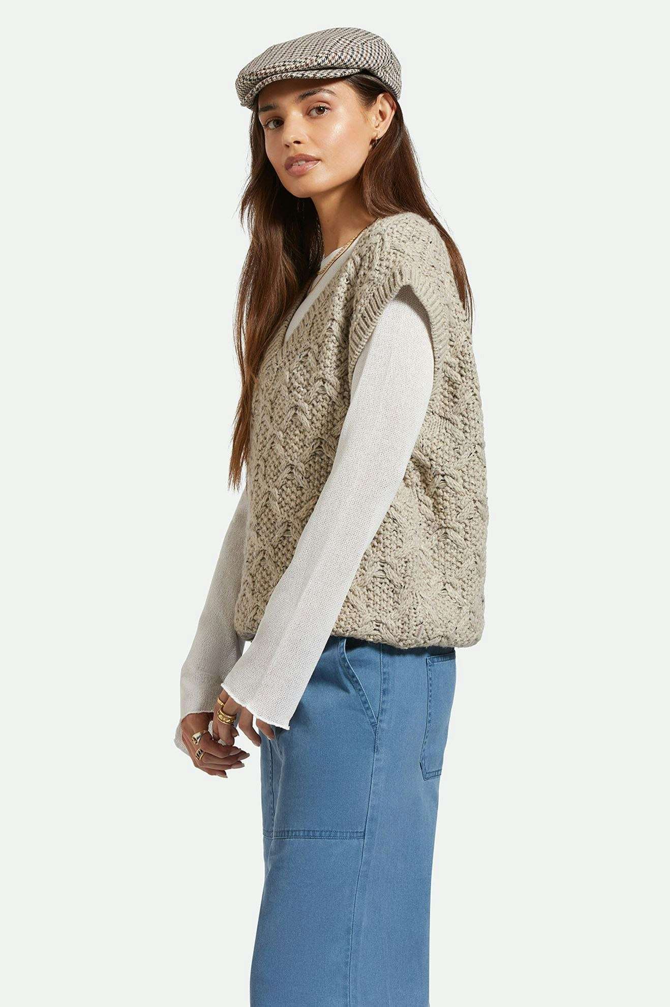 
       Women&#39;s Side Fit | Lafayette Oversized Sweater Vest - Marled Beige
     