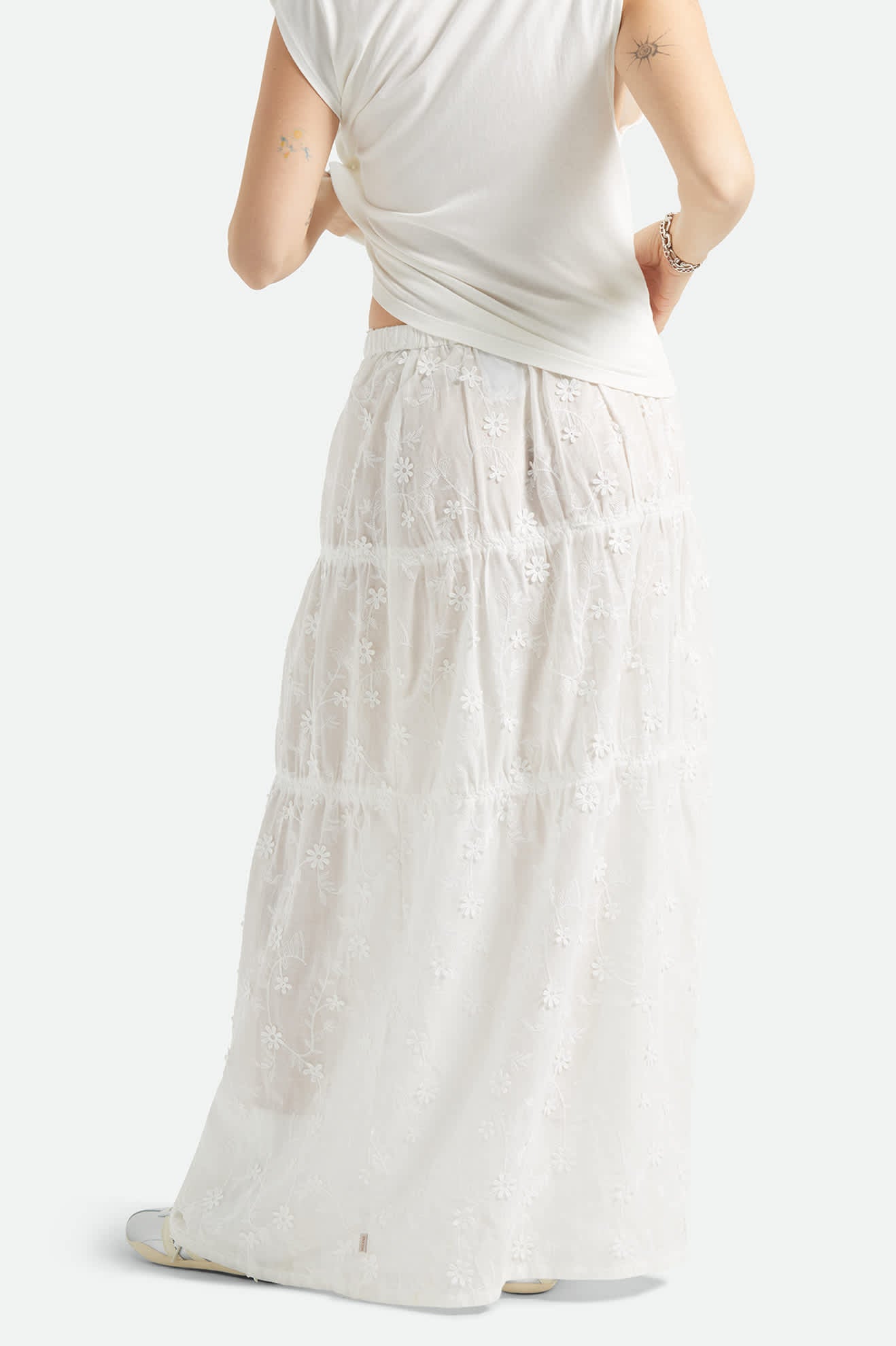 Women's The Abigail Skirt in the color Off White Floral - Women's Back View