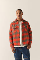 Men's Bowery Heavyweight Flannel in the color Washed Red/Grey - Men's Front View