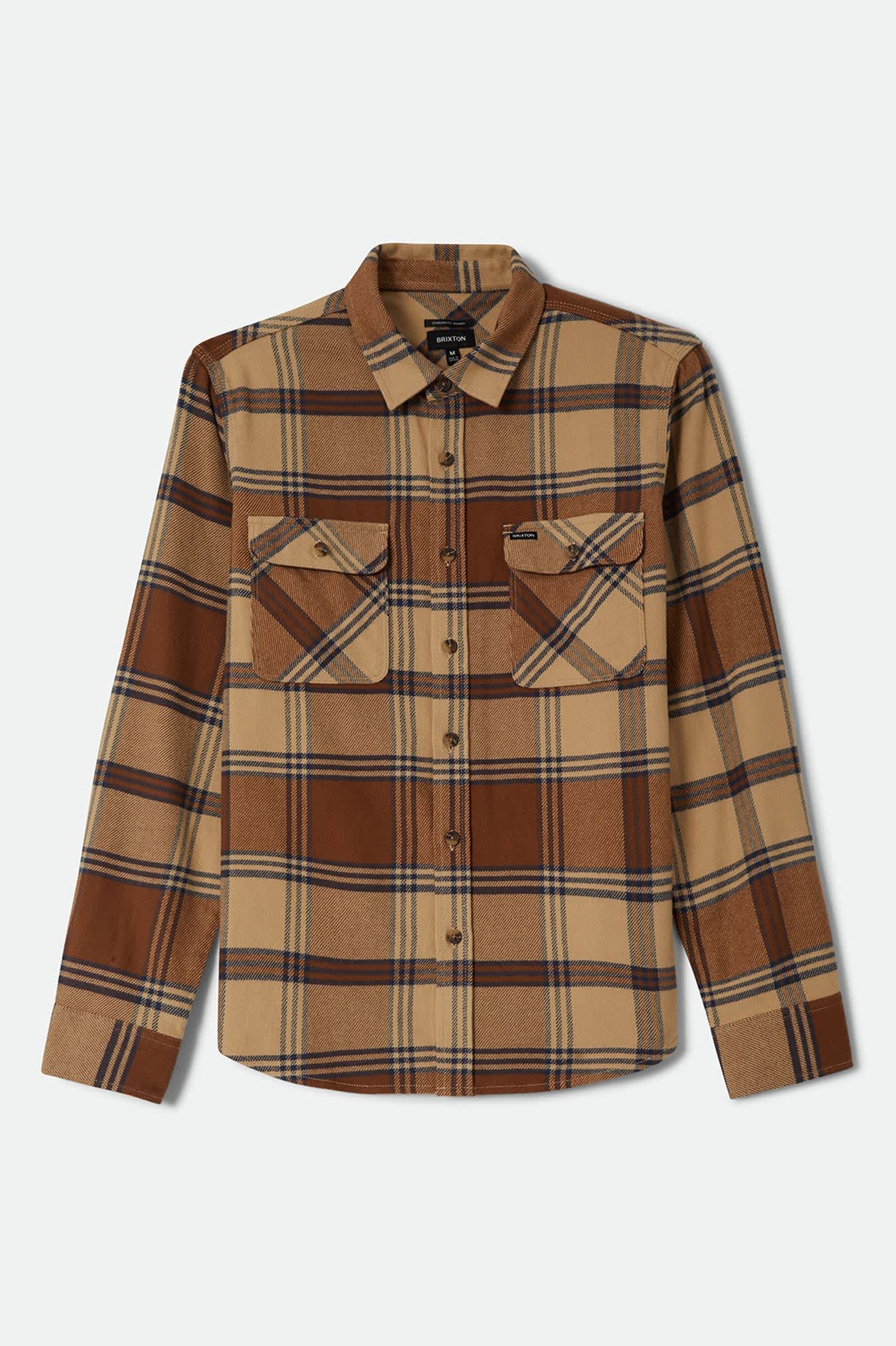 Men's Bowery Flannel in the color Sand/Bison - Front Product View
