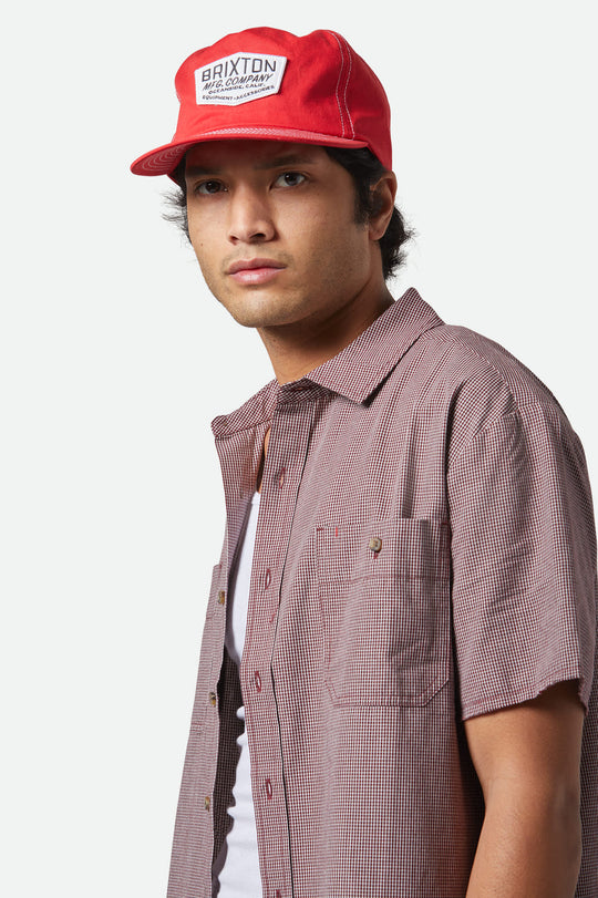 
       Men&#39;s CRU Micro Plaid Relaxed S/S Shirt in the color Cordovan Red Micro Plaid - Additional Fit View
     