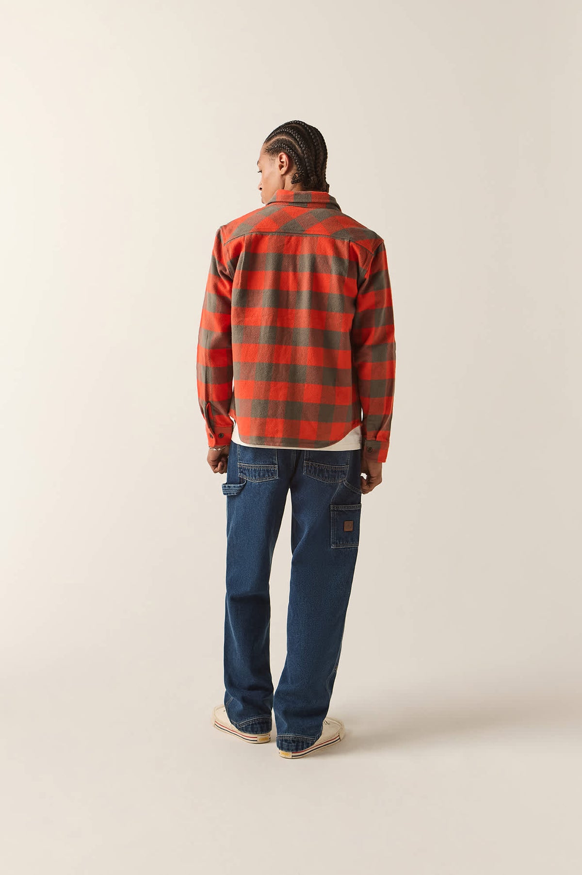 Men's Bowery Heavyweight Flannel in the color Washed Red/Grey - Additional Fit image
