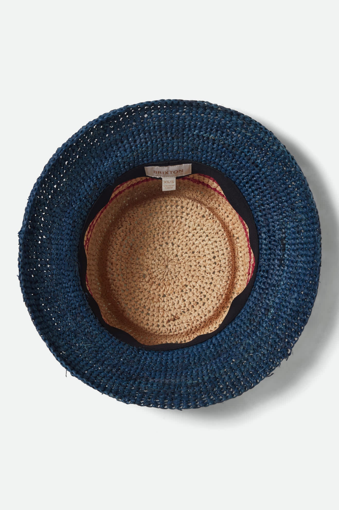 Women's Ellee Straw Bucket Hat in the color Natural/Navy/Red - Additional Laydown image