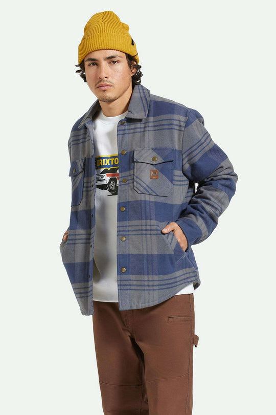 
       Men&#39;s Fit, front | Durham Sherpa Lined Jacket - Washed Navy/Beige Plaid
     