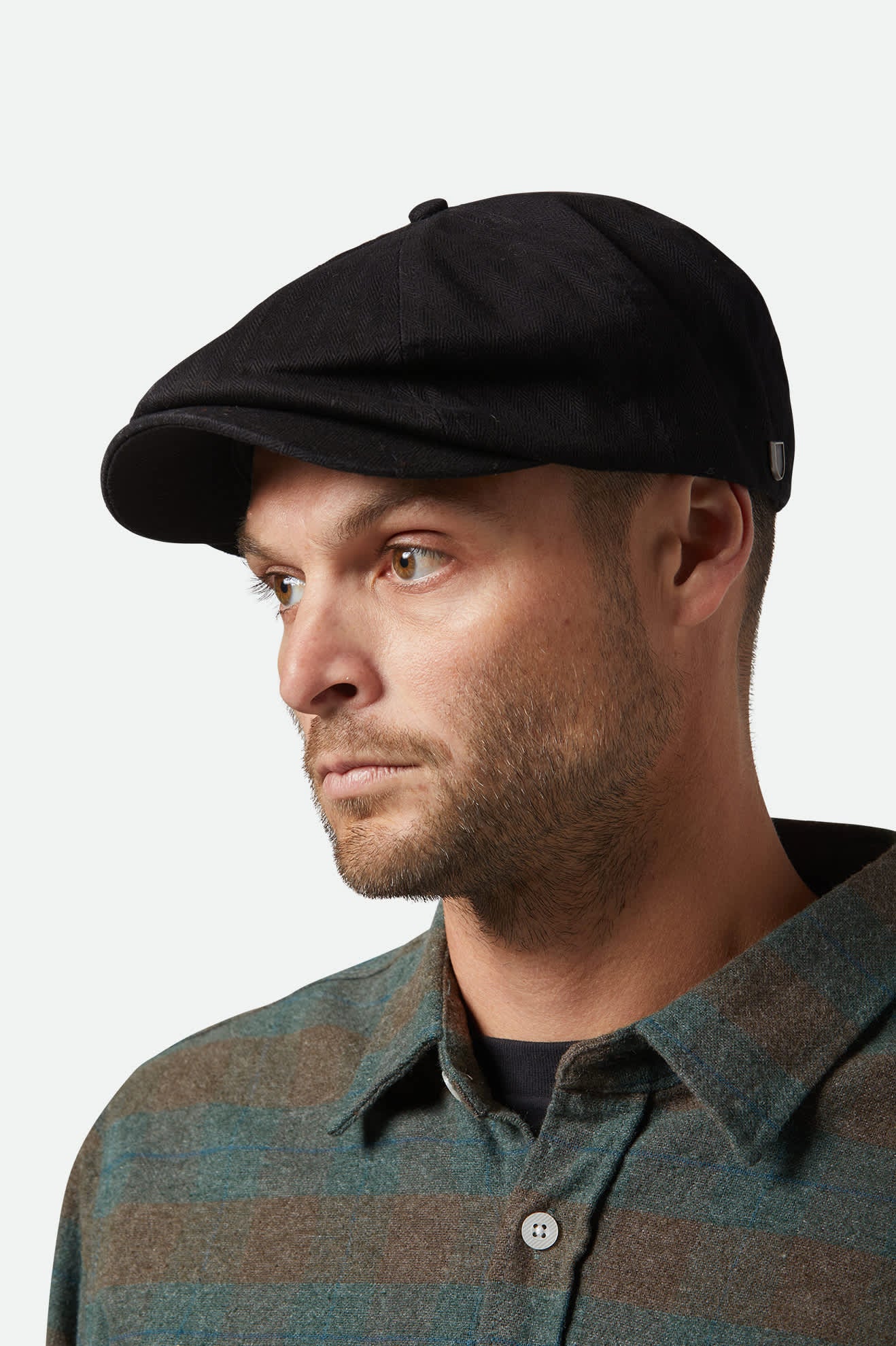 
       Unisex Brood Newsboy Cap in the color Black - Men&#39;s Front View
     