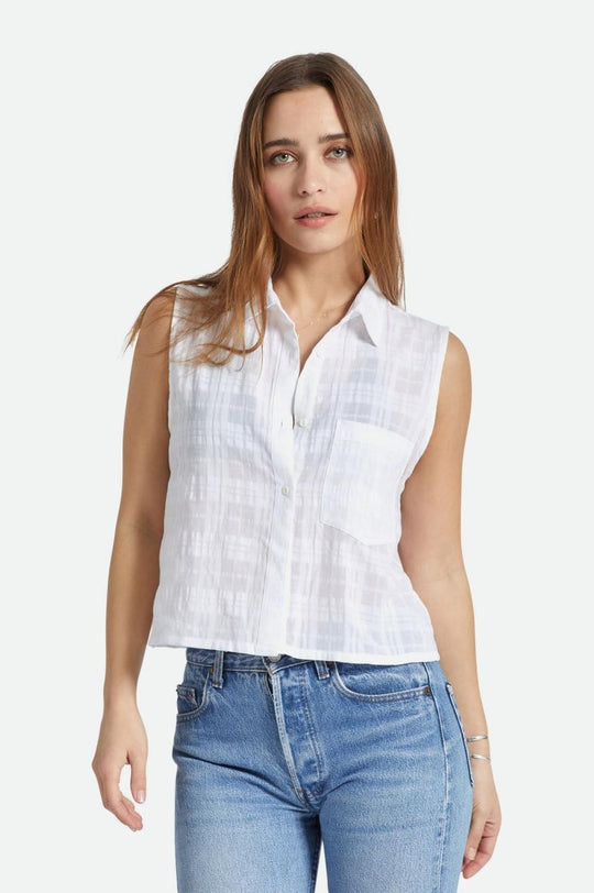 
       Brixton Leon Boxy Sleeveless Shirt - White
     