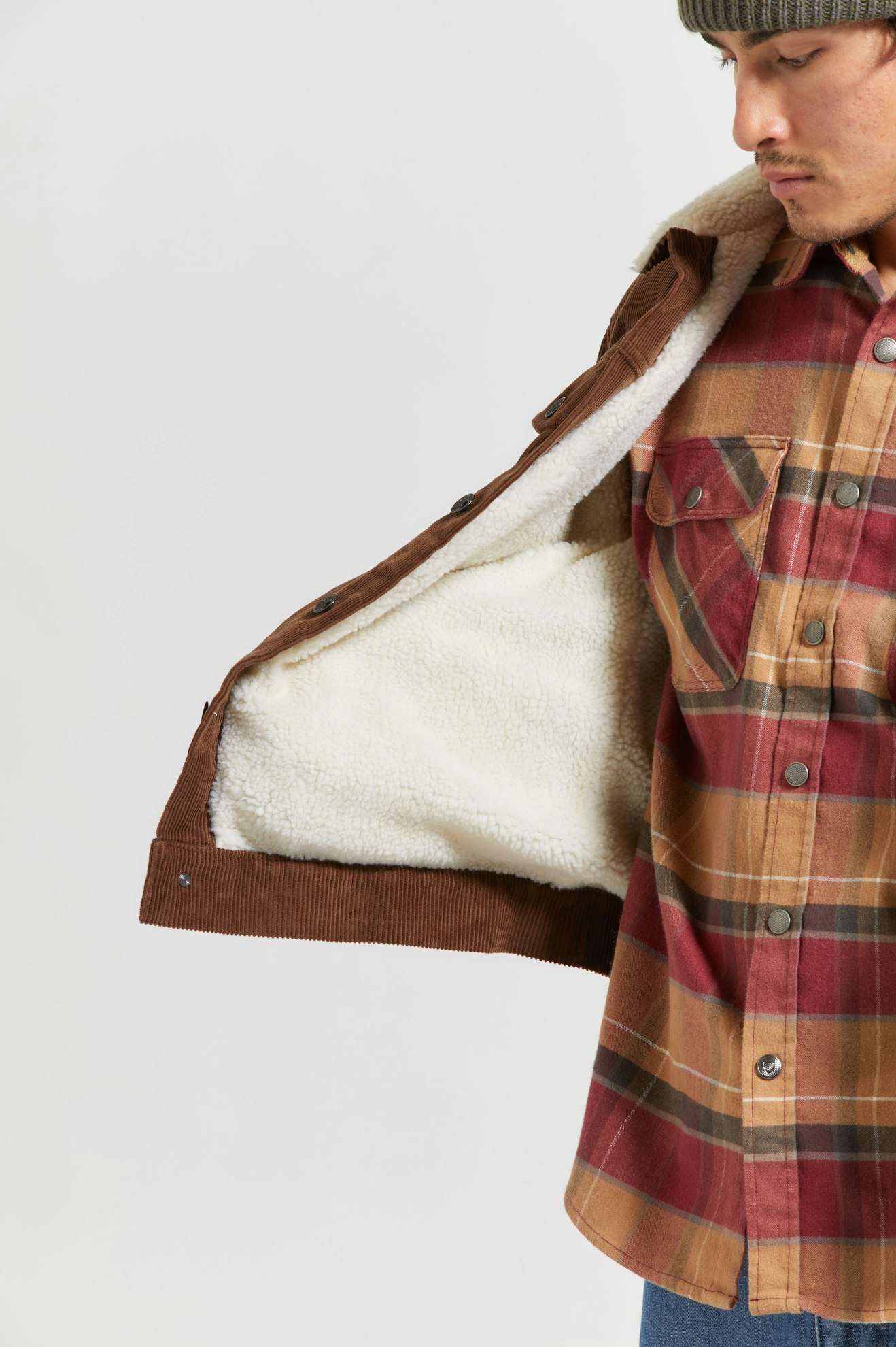 Men's Lifestyle 1 | Cable Sherpa Lined Trucker Jacket - Pinecone Brown