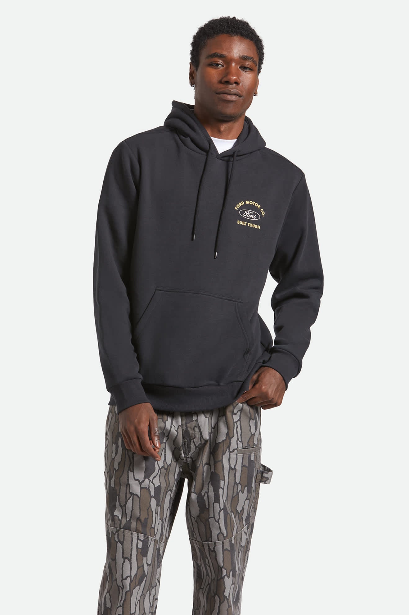 Men's Ford Built Tough Fleece Hoodie in the color Burnt Rubber - Men's Front View