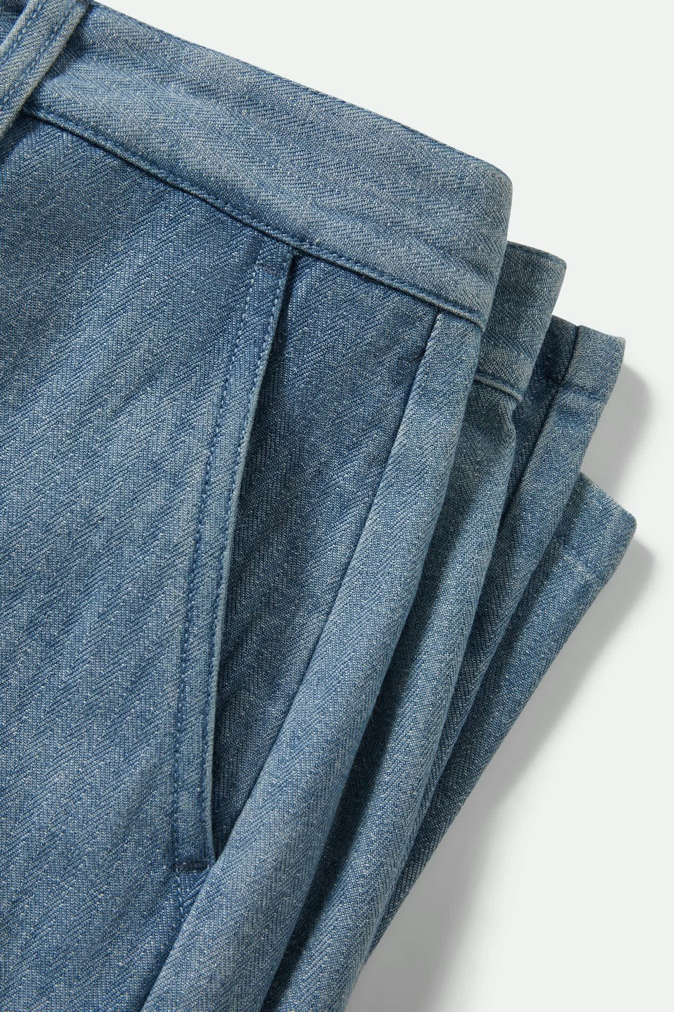 Men's Choice Chino Baggy Short in the color Light Wash Denim Herringbone - Additional Laydown image