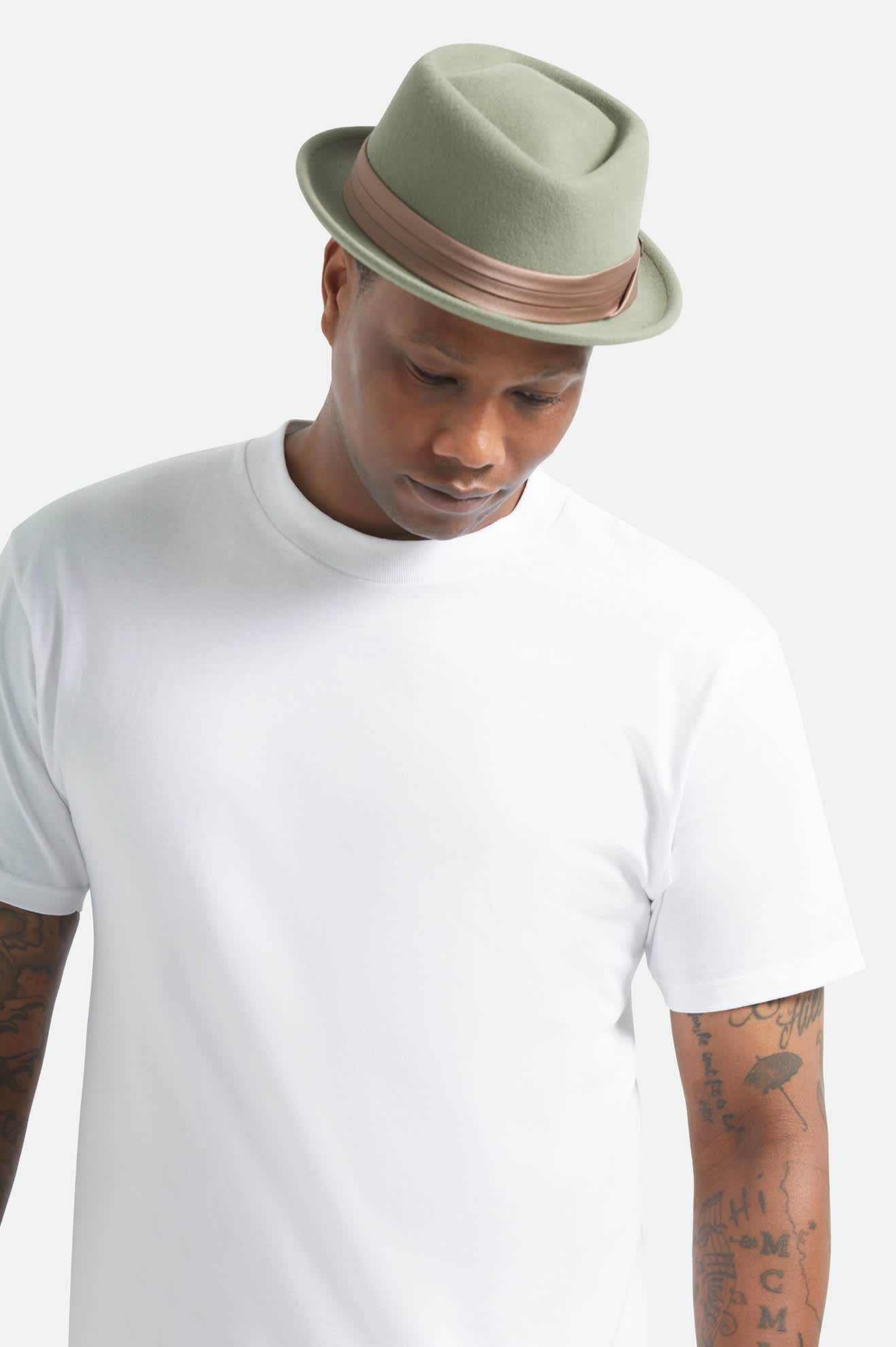 Unisex Stout Pork Pie in the color Olive Surplus/Bronze - Men's Front View