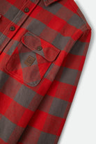 Men's Bowery Heavyweight Flannel in the color Washed Red/Grey - Additional Laydown image