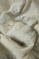 Men's 76 Mechanics Shirt in the color Navy/Off White Hickory Stripe - Additional Laydown image
