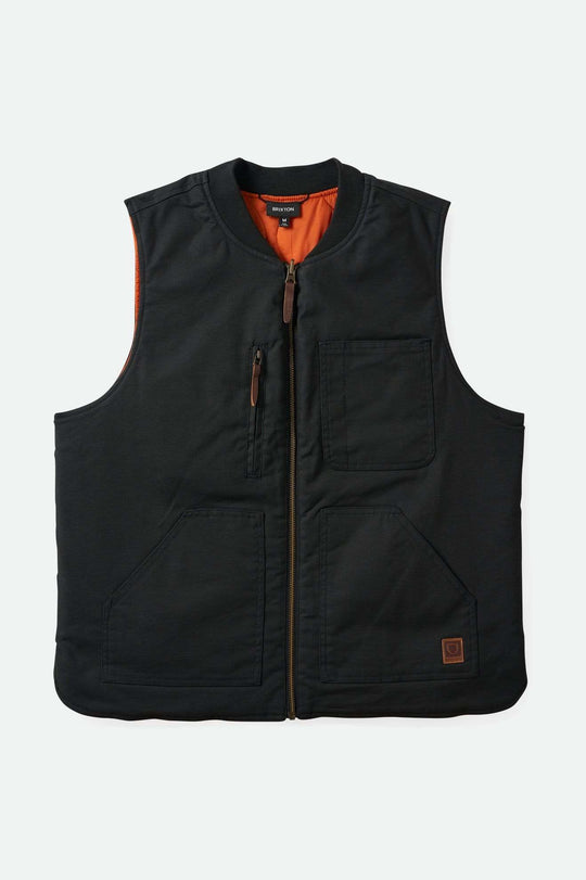 
       Brixton Men&#39;s Builders Abraham Reversible Vest - Washed Black/Rust Orange | Main
     