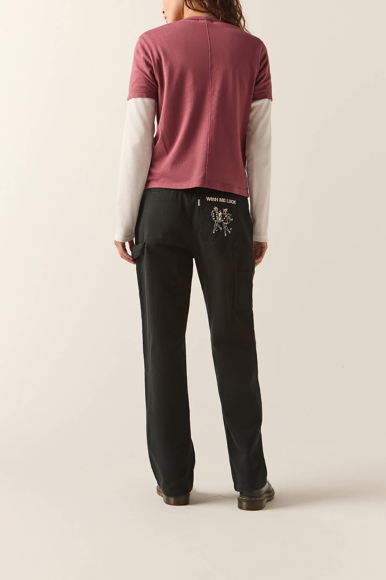 Women's Essex Embroidered Painter Pant in the color Black - Women's Back View