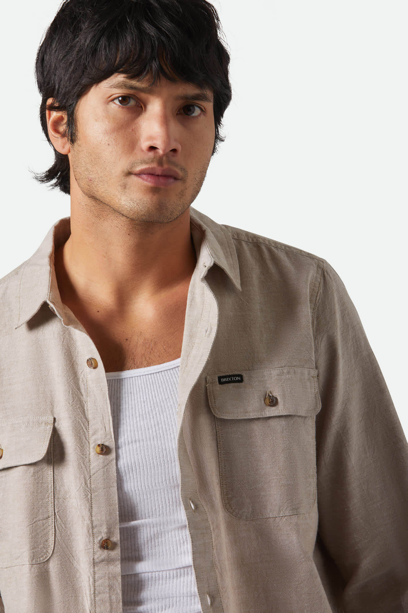 
       Men&#39;s The Daily Cotton L/S Shirt  in the color Khaki - Additional Fit image
     