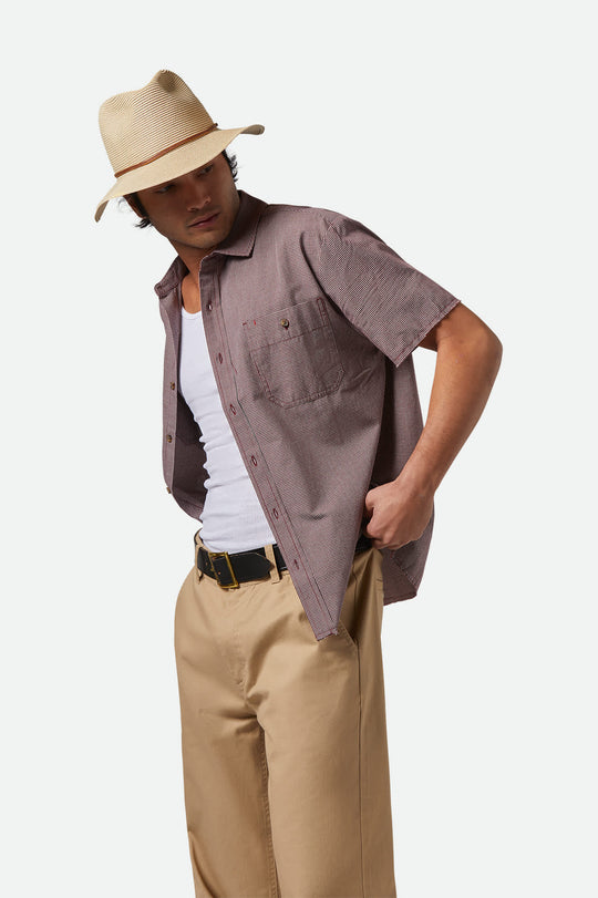 
       Unisex Wesley Straw Packable Fedora in the color Tan - Men&#39;s Front View
     