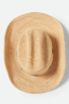 Women's Odessa Straw Packable Cowboy Hat in the color Tan/Sunrise Blue - Additional Laydown image