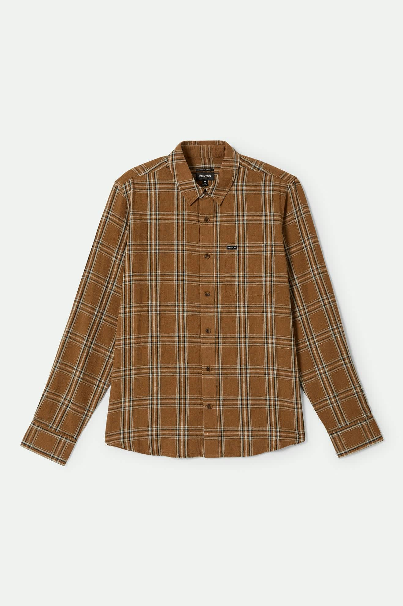 
       Men&#39;s Charter Linen Blend S/S Shirt in the color Washed Copper/Whitecap Plaid - Front Product View
     