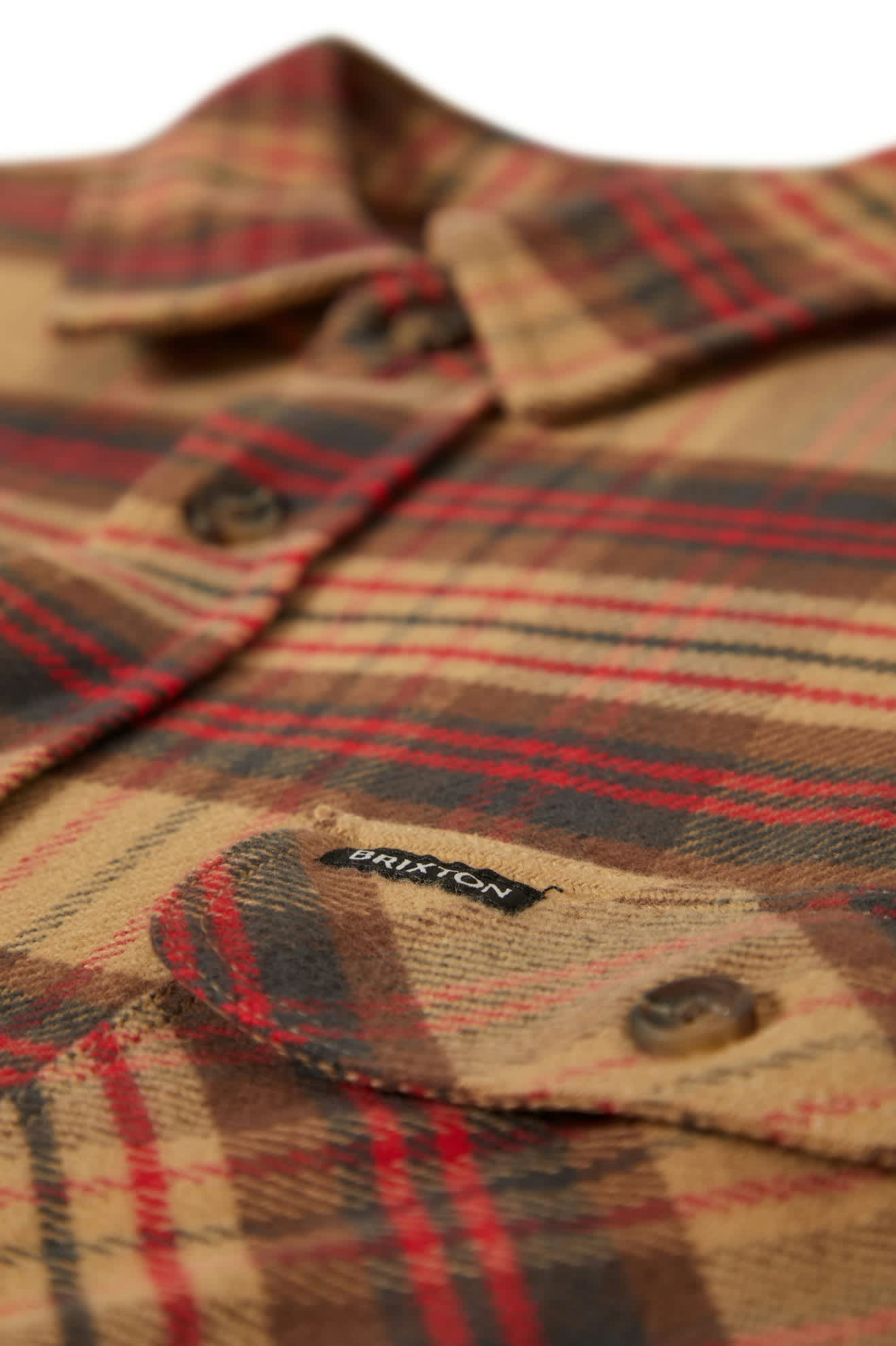 
       Men&#39;s Bowery L/S Flannel in the color Curry/Washed Black/Crimson - Additional Laydown image
     