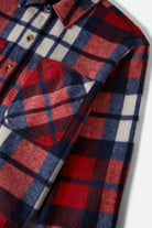 Women's Bowery Women's Soft Brushed Flannel in the color Adrenaline Rush/Navy - Additional Laydown image