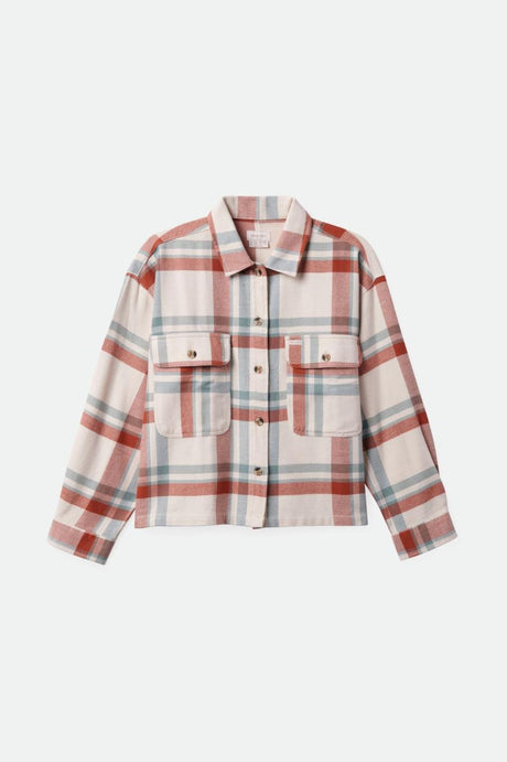 Bowery Women's L/S Flannel - White Smoke/Terracotta