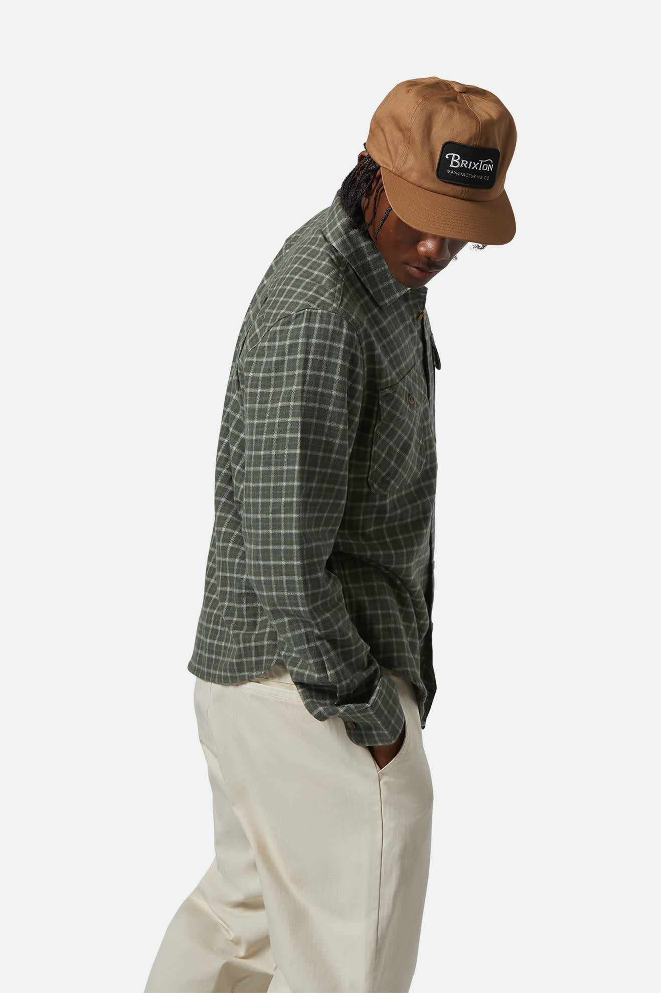 
       Men&#39;s Bowery Lightweight Ultra Soft L/S Flannel in the color Ivy Green/Whitecap - Men&#39;s Side View
     