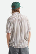 Men's Bunker Twisted Stripe Short Sleeve Camp Collar Shirt in the color Robust Red - Men's Back View