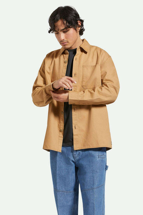 
       Men&#39;s Side Fit | Selden L/S Overshirt - Tobacco Brown Worn Wash
     