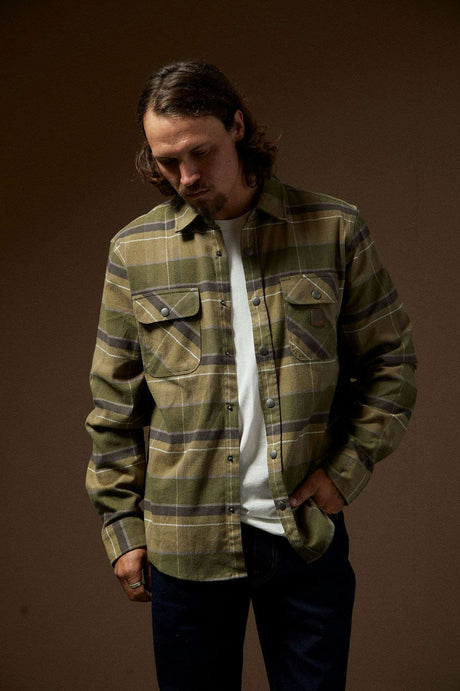 
       Men&#39;s Lifestyle 1 | Builders Bowery Stretch Water Resistant L/S Flannel - Dill/Olive Surplus/Washed Black
     