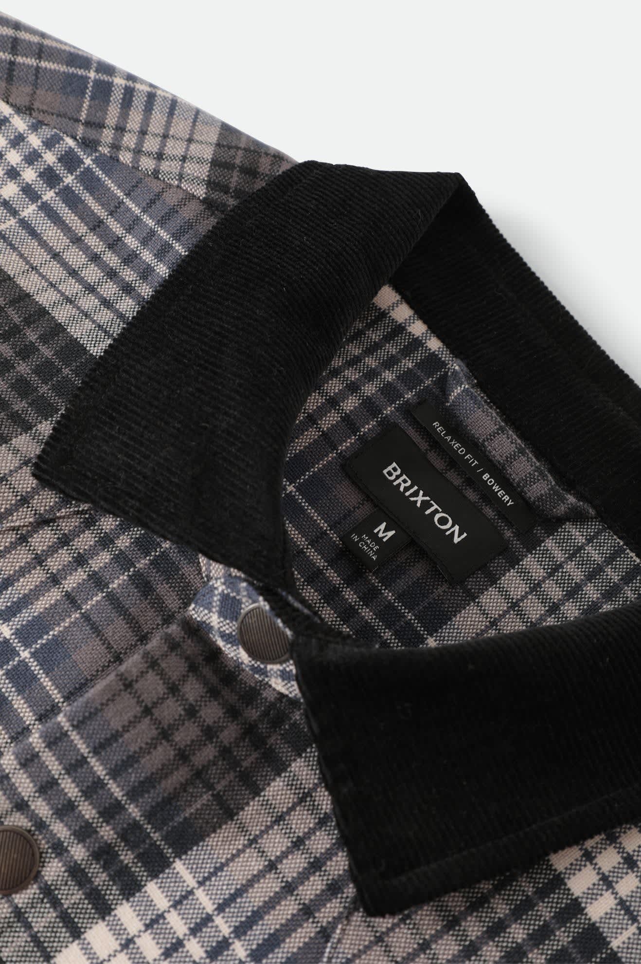 Men's Bowery Builders Ranch Performance Flannel in the color Black/Navy - Additional Laydown image